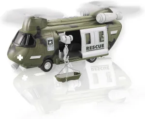 Lollipop United States Army Helicopter Toy, Military Rescue Copter w/Lights, Sound & Accessories, Soldier Transport Aircraft Model, 3 