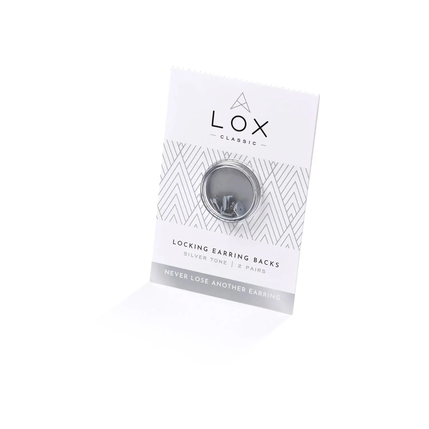 LOX Secure Locking Earring Backs for Women - Safe & Easy to Use Hypoallergenic Earings - Ideal for All Stud Earrings - Pack of Two - Silver, Silver Tone, Plastic Silver