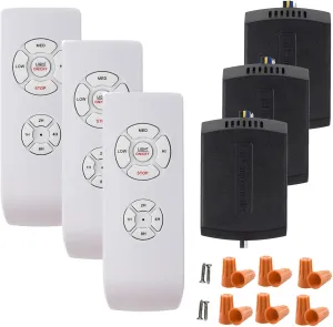 LPHUMEX 3 Pcs Universal Ceiling Fan Remote Control Kits, Small Size Receiver Light Timing & Speed Remote Ceiling Fan Controller (3 Fan Remotes   3 Small Receivers)