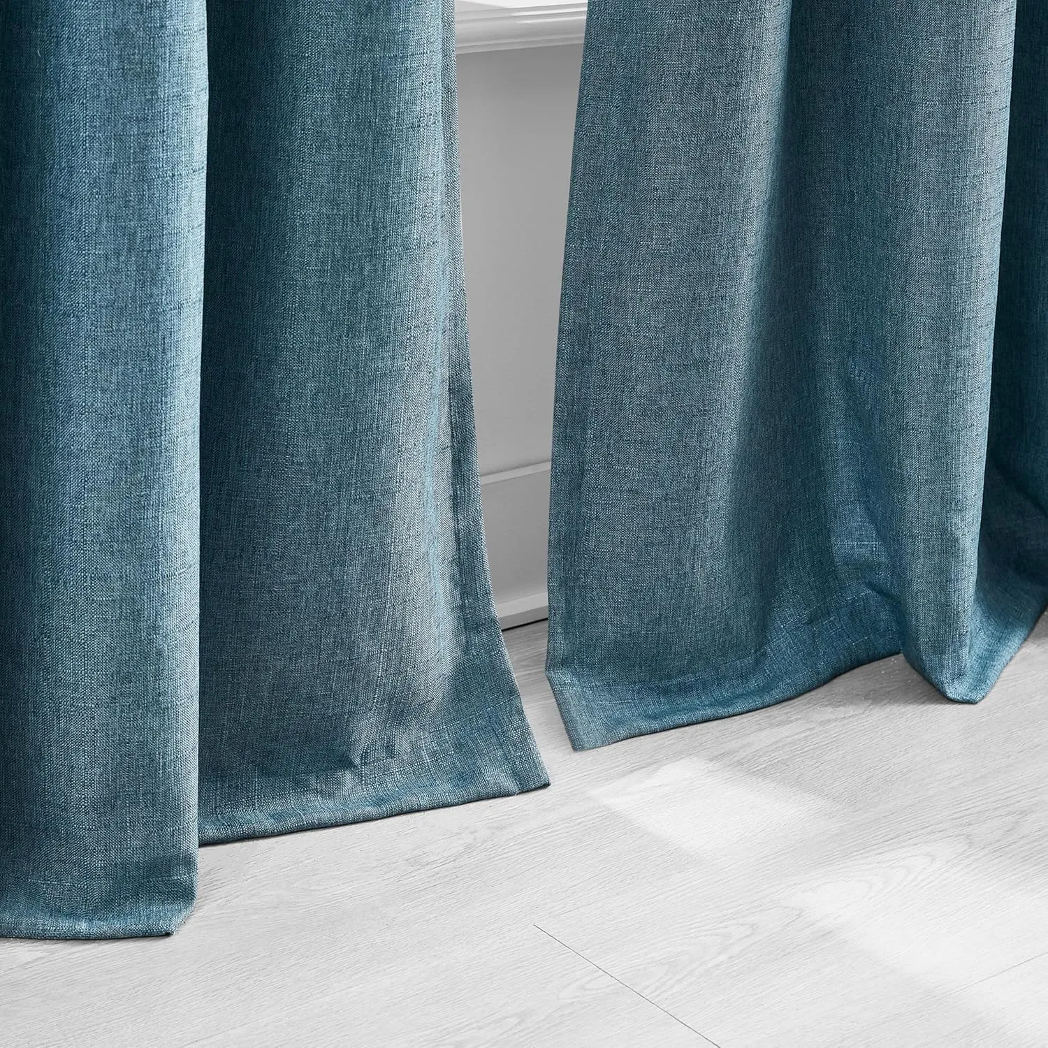 Lush Decor Meena Slub 100% Blackout Window Curtain Panels Pair 52" W X 84" L Blue - Blackout Curtains - Drapes - Blue Curtains - Modern Decor