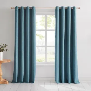 Lush Decor Meena Slub 100% Blackout Window Curtain Panels Pair 52" W X 84" L Blue - Blackout Curtains - Drapes - Blue Curtains - Modern Decor