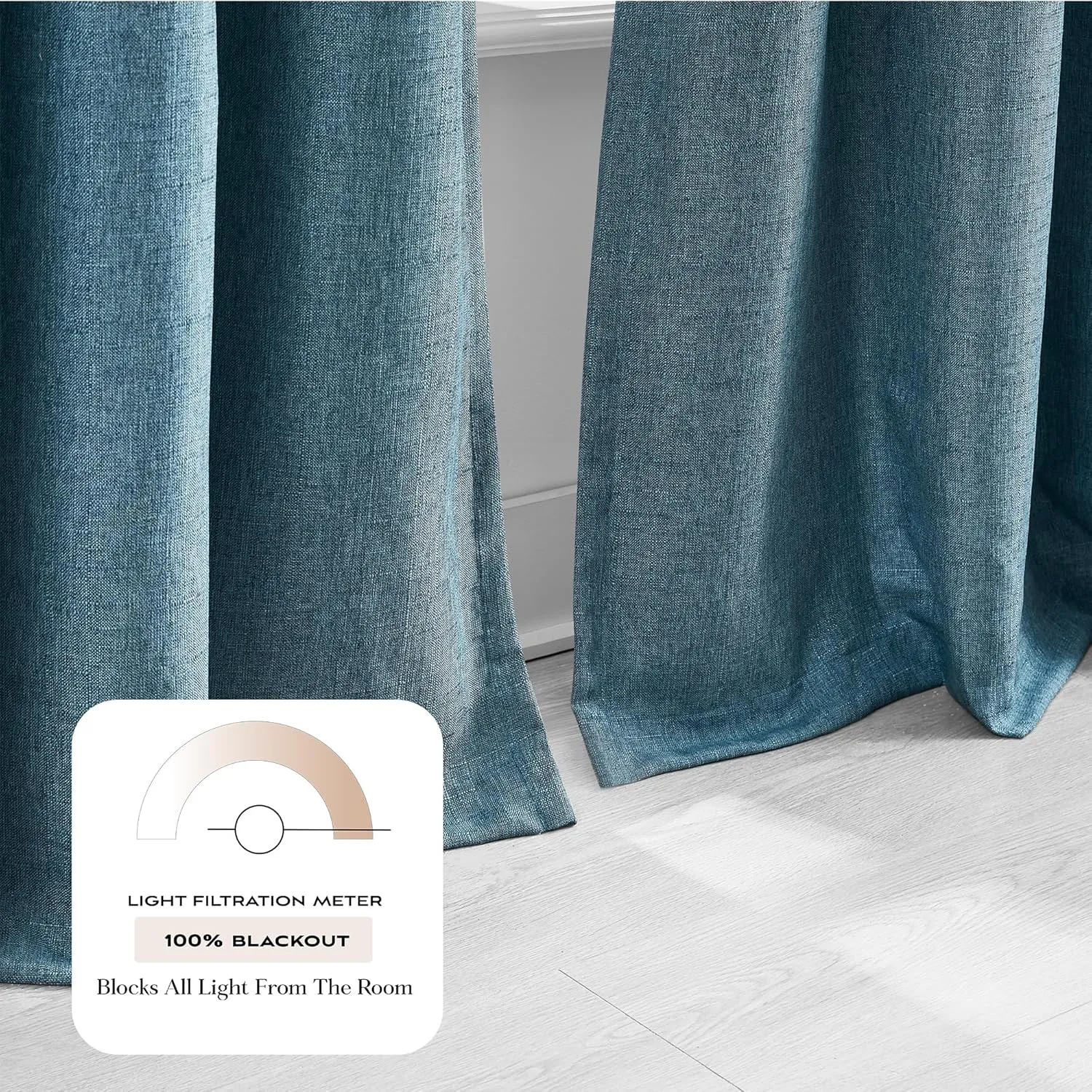 Lush Decor Meena Slub 100% Blackout Window Curtain Panels Pair 52" W X 84" L Blue - Blackout Curtains - Drapes - Blue Curtains - Modern Decor