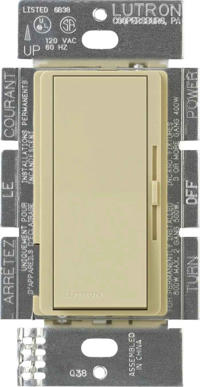 Lutron Diva Dimmer Switch for Incandescent Bulbs, 600-Watt/Single-Pole, DV-600P-IV, Ivory