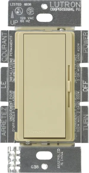 Lutron Diva Dimmer Switch for Incandescent Bulbs, 600-Watt/Single-Pole, DV-600P-IV, Ivory