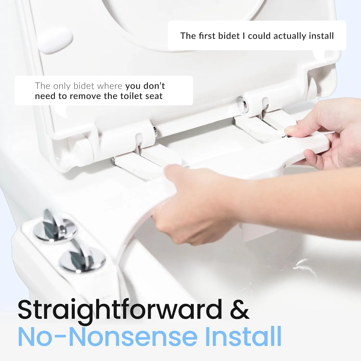 LUXE Bidet NEO 120 Plus - Patented Bidet Attachment for Toilet Seat, Innovative Hinges to Clean, Slide-in Easy Install, Advanced 360° Self-Clean, Single Nozzle, Rear Wash (White)