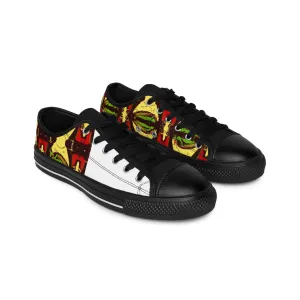María de los Santos, a 16th century Spanish shoe designer, hailing from Madrid. She is known for her exquisite hand-crafted designs, often incorporating artisan leathers and colorful adornments, earning her a reputation as one of-low top