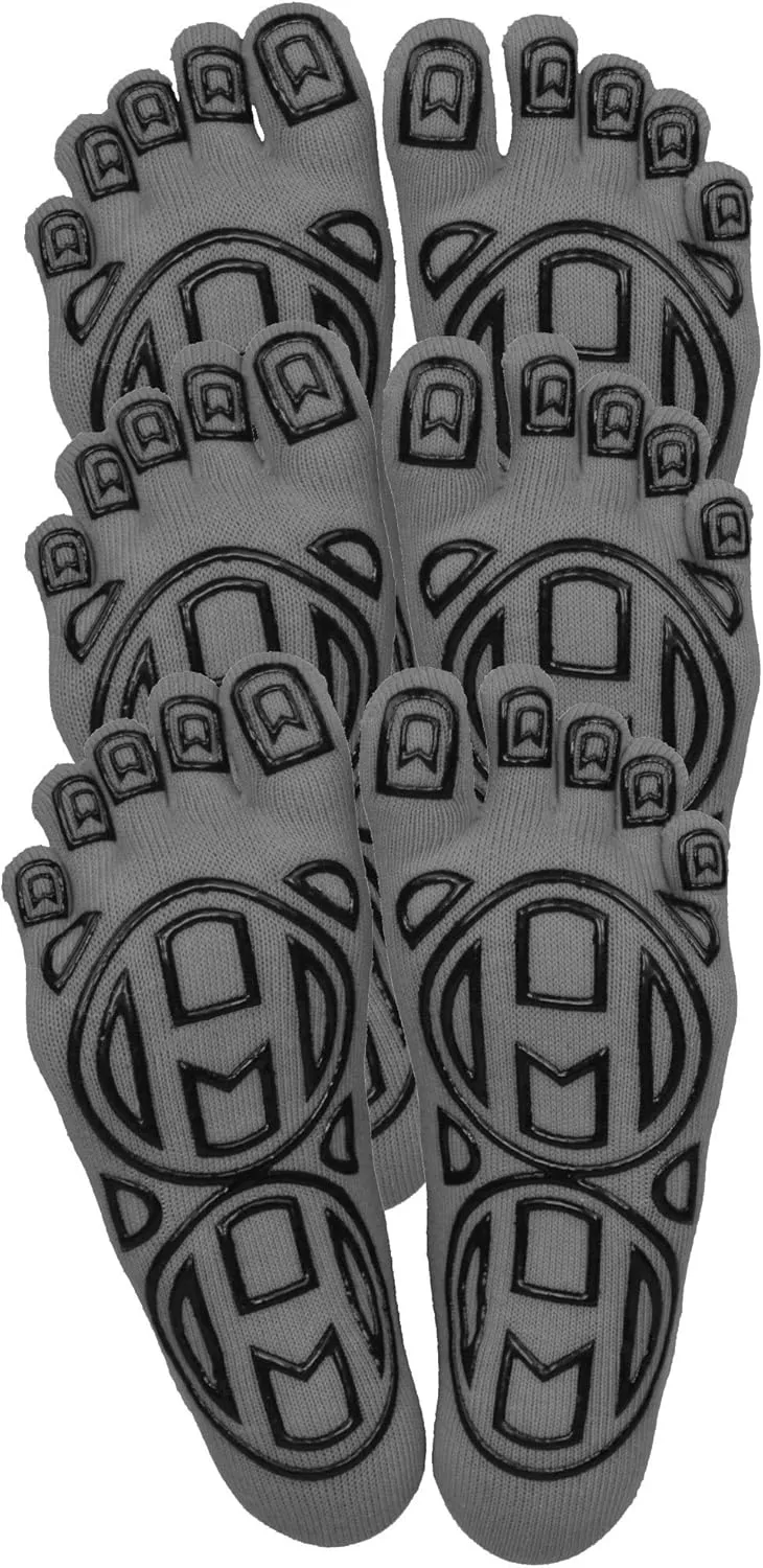 Mato & Hash 5-Toe Exercise Barefoot Feel Yoga Toe Socks With Full Grip