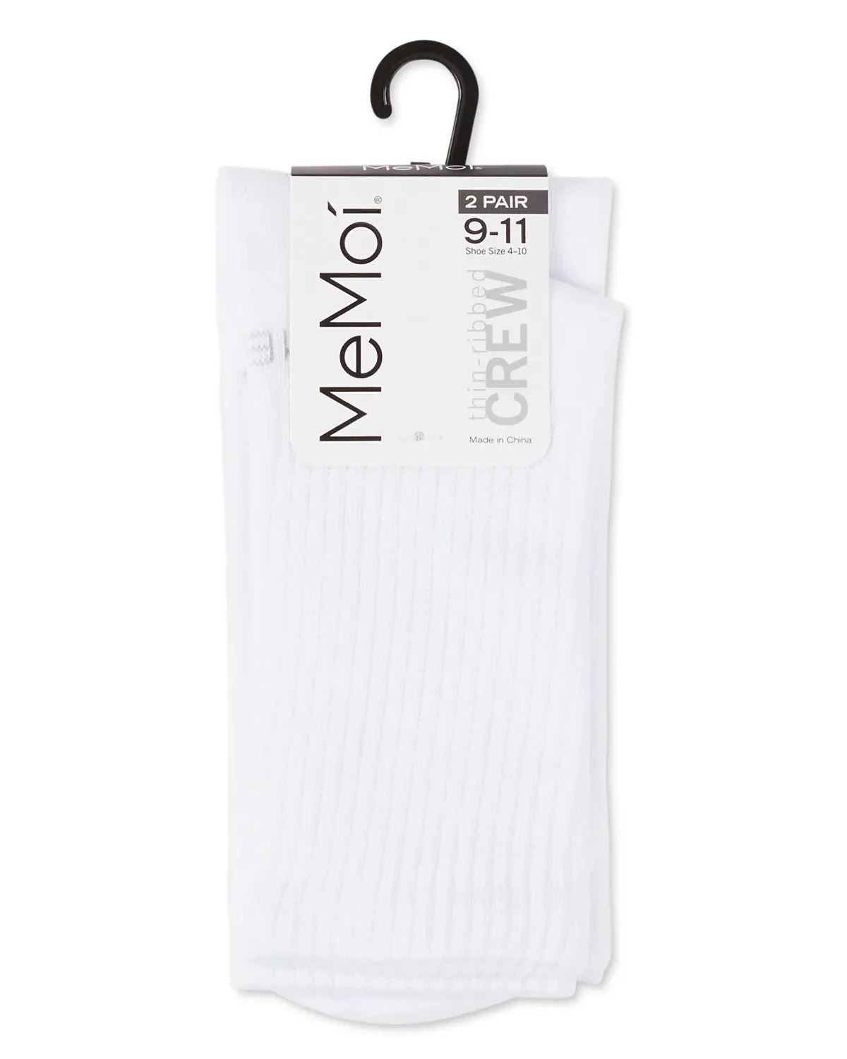 Memoi Womens 2 Pair Pack Thin Ribbed Crew Socks - Mo-612