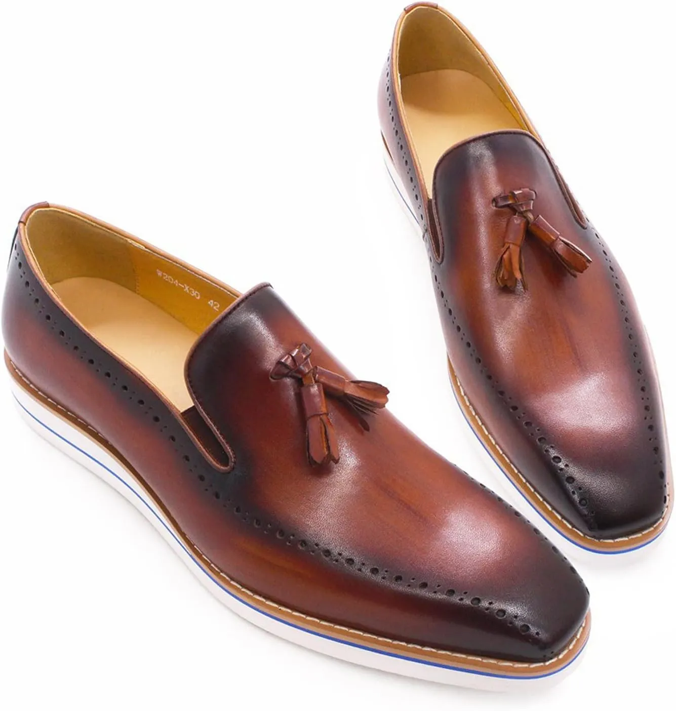 Mens Slip On Shoe Formal Dress Tassel Loafers Genunie Leather Plain Toe Penny Loafer Prom Wedding Business Casual Suit Shoes Comfortable Fashion Tuxedo Shoes for Men