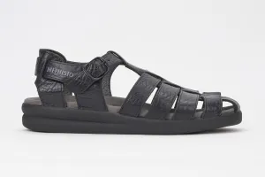 Mephisto Men's Sam Black Grain Leather Sandal