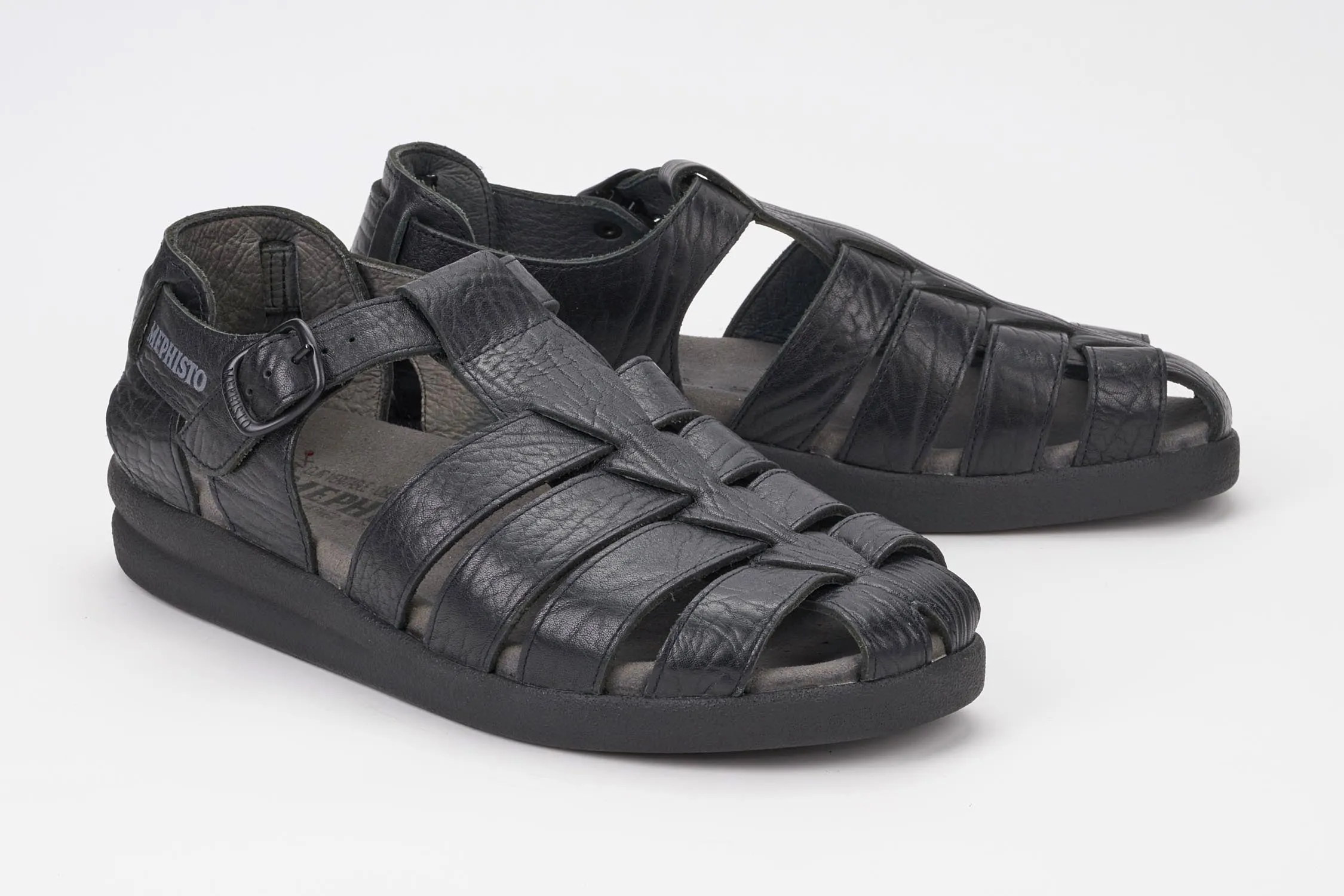 Mephisto Men's Sam Black Grain Leather Sandal