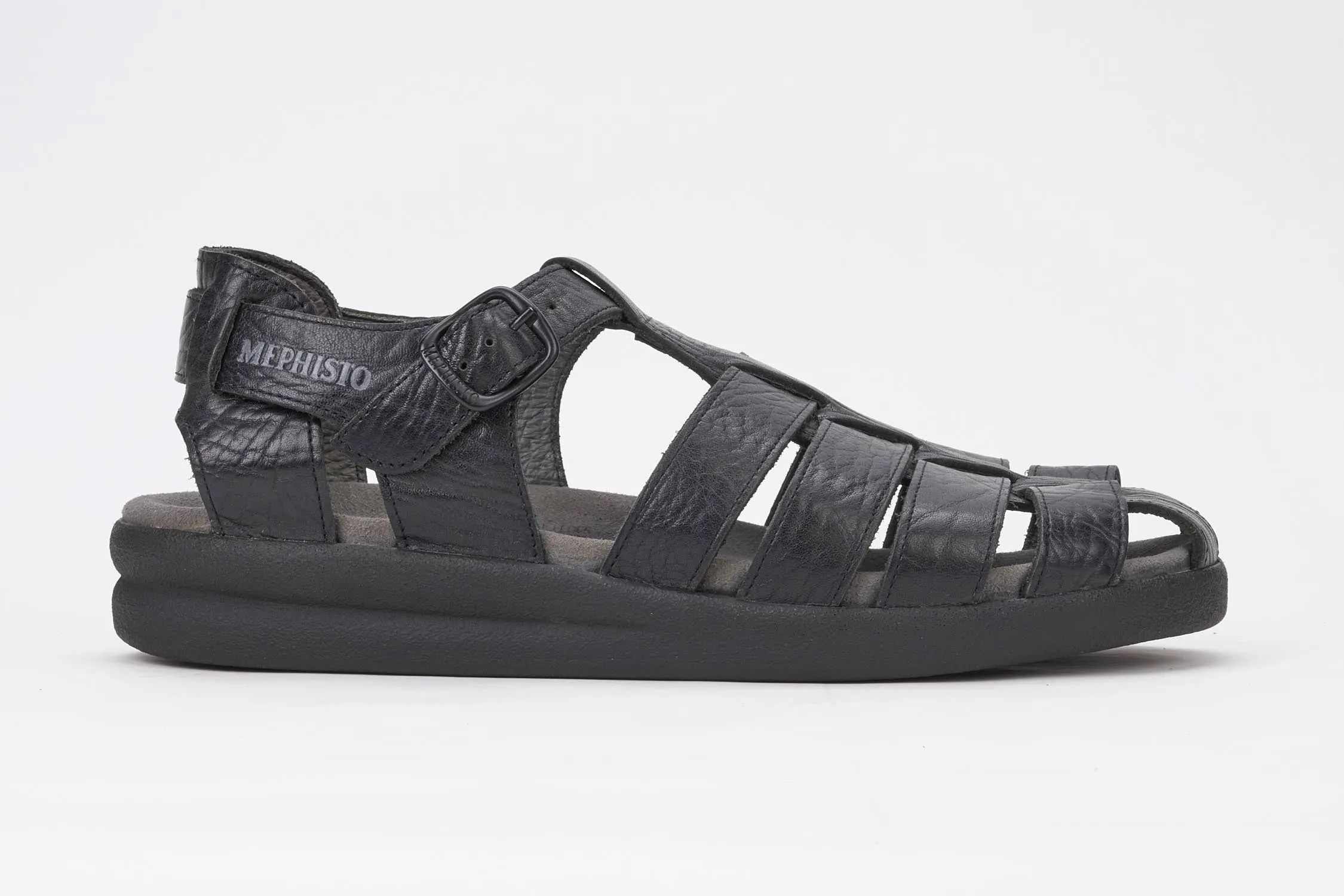 Mephisto Men's Sam Black Grain Leather Sandal