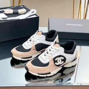 Mesh CHANEL Print In 149847 Logo Sneaker High-quality for low cost Sleek Nude Fabric