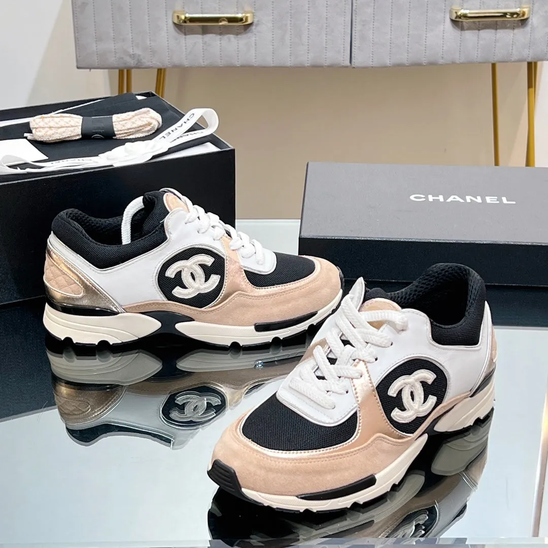 Mesh CHANEL Print In 149847 Logo Sneaker High-quality for low cost Sleek Nude Fabric
