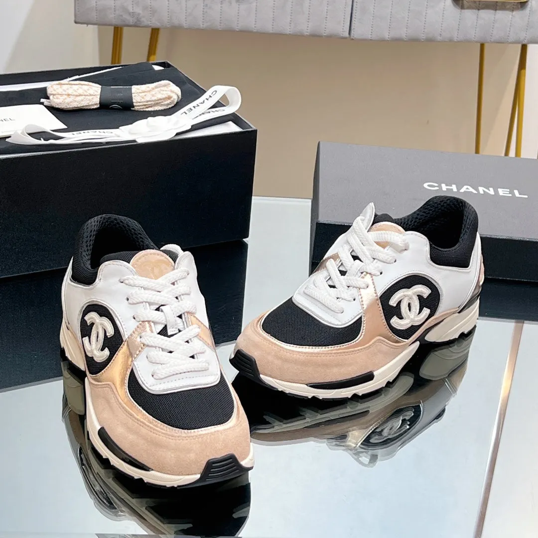 Mesh CHANEL Print In 149847 Logo Sneaker High-quality for low cost Sleek Nude Fabric