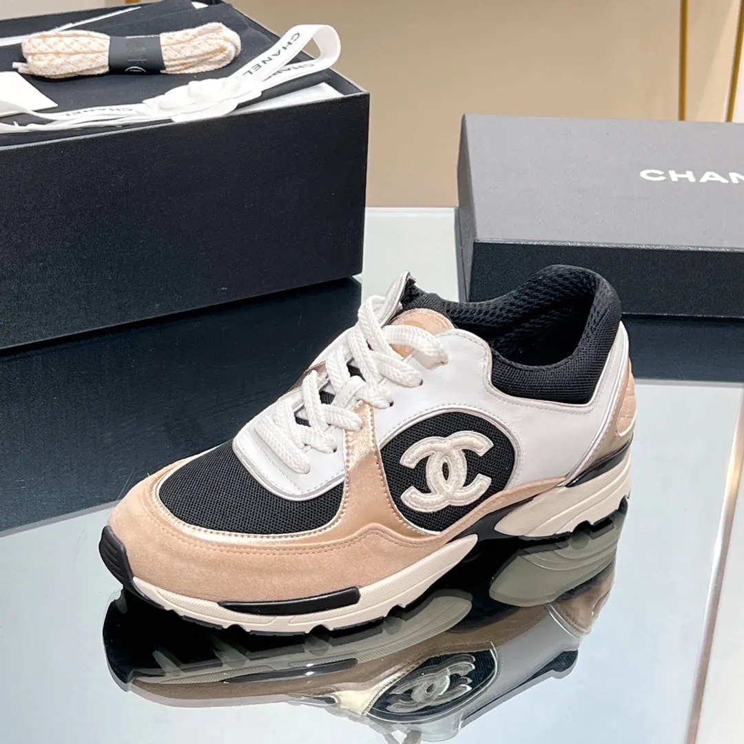 Mesh CHANEL Print In 149847 Logo Sneaker High-quality for low cost Sleek Nude Fabric