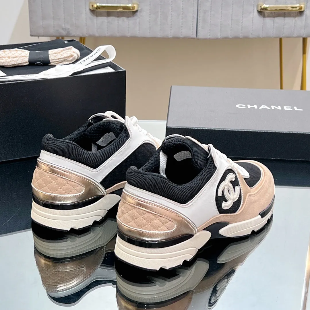 Mesh CHANEL Print In 149847 Logo Sneaker High-quality for low cost Sleek Nude Fabric