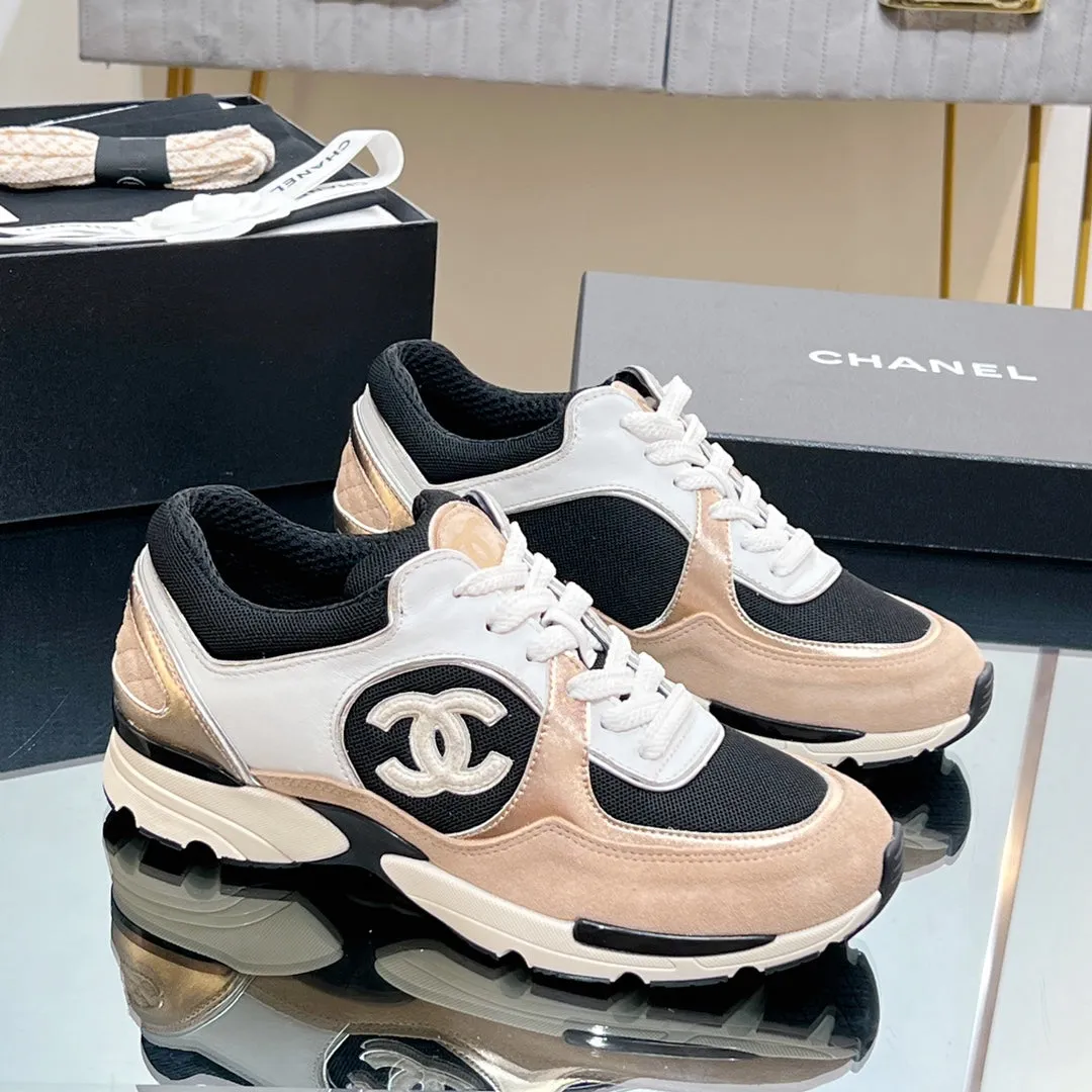 Mesh CHANEL Print In 149847 Logo Sneaker High-quality for low cost Sleek Nude Fabric