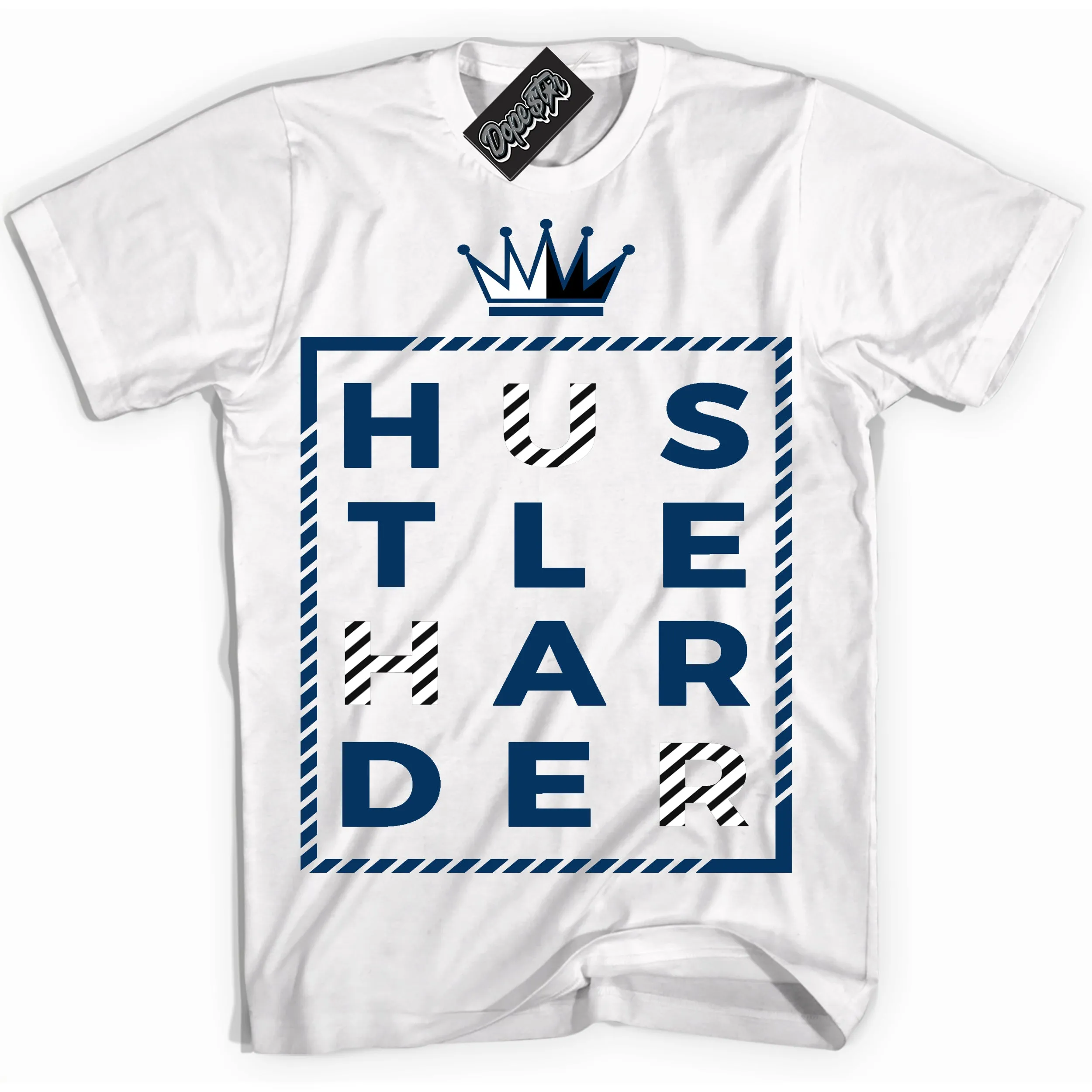 Midnight Navy 1s Sneaker Shirt Hustle Harder Graphic