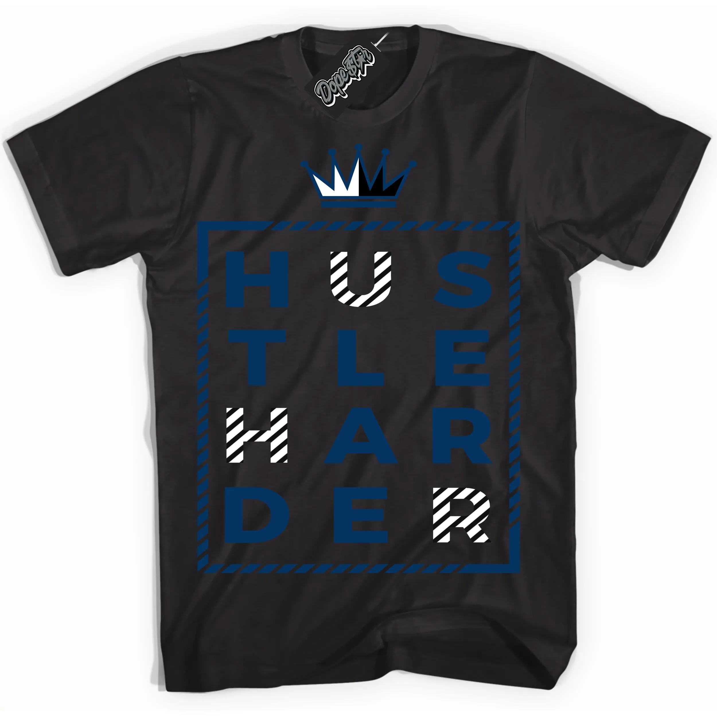 Midnight Navy 1s Sneaker Shirt Hustle Harder Graphic