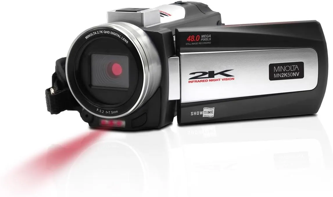 Minolta MN2K50NV 2.7K Quad HD / 48 MP IR Night Vision Camcorder with 16x Digital Zoom