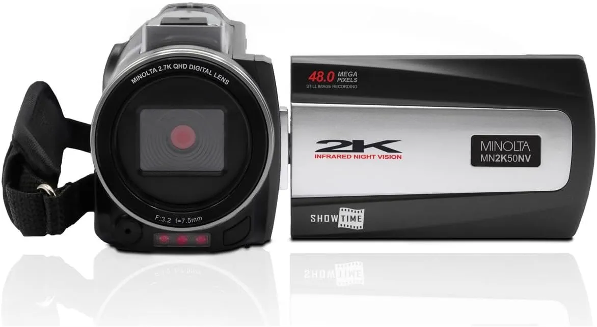Minolta MN2K50NV 2.7K Quad HD / 48 MP IR Night Vision Camcorder with 16x Digital Zoom