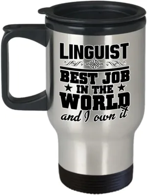 mmandiDESIGNS Linguist Travel Mug | Gift for Linguistics Specialist Teacher Student 14oz Stainless Steel Tumbler For Your Favorite Cold or Hot Beverage