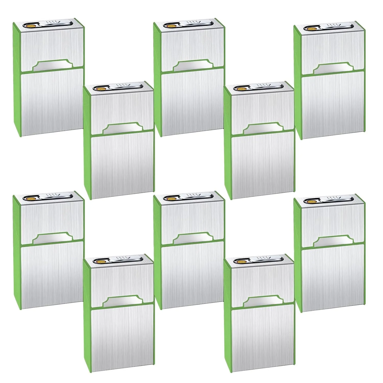 Module Box, Cigarette Case Module with Electric Lighter 10PCS, USB Rechargeable for Whole Package 100mm Cigarettes 20pcs King Size Glow in The Dark, Flameless, Windproof, Moisture-Proof
