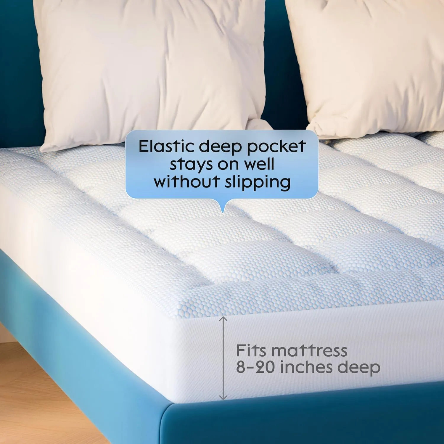 Niagara Cooling Full Mattress Topper - Pillow Top Mattress Cover Quilted Fitted Cooling Topper for Back Pain Deep Pocket Fits 20 Inches (54x75 Inches)