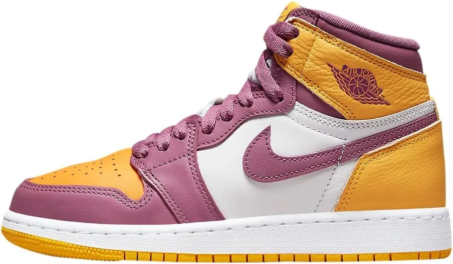 Nike boys Jordan 1 High Retro OG 'Brotherhood' Basketball Shoes, Dk Marina Blue / Black-white, 3.5 Shoe, University Gold/Light Bordea, 4.5 Big Kid