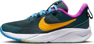 Nike Star Runner 4 Little Kids' Shoes (DX7614-300, Deep Jungle/Hyper Violet/Vapor Green/Sundial) Size 12