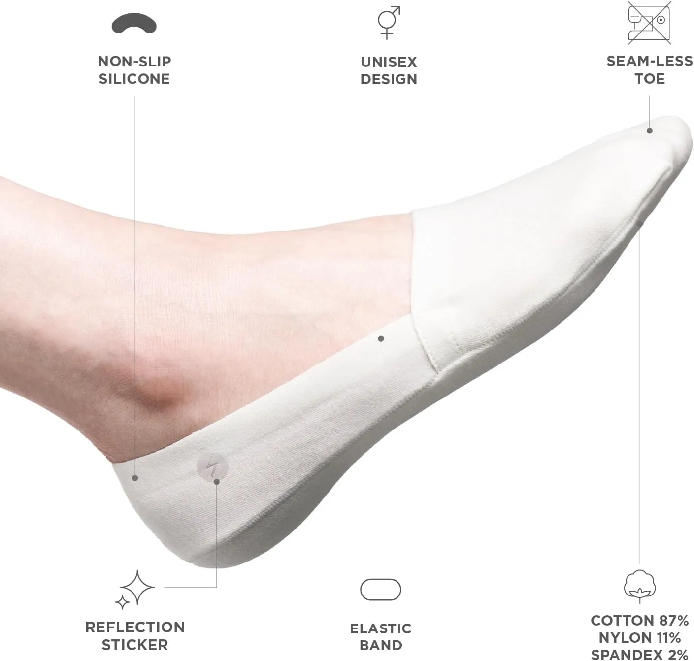 No Show Socks 3 Pairs for Women and Men, Non Slip, Low Cut Liner, Invisible, Loafer, Sneaker, Flats, Boat Socks