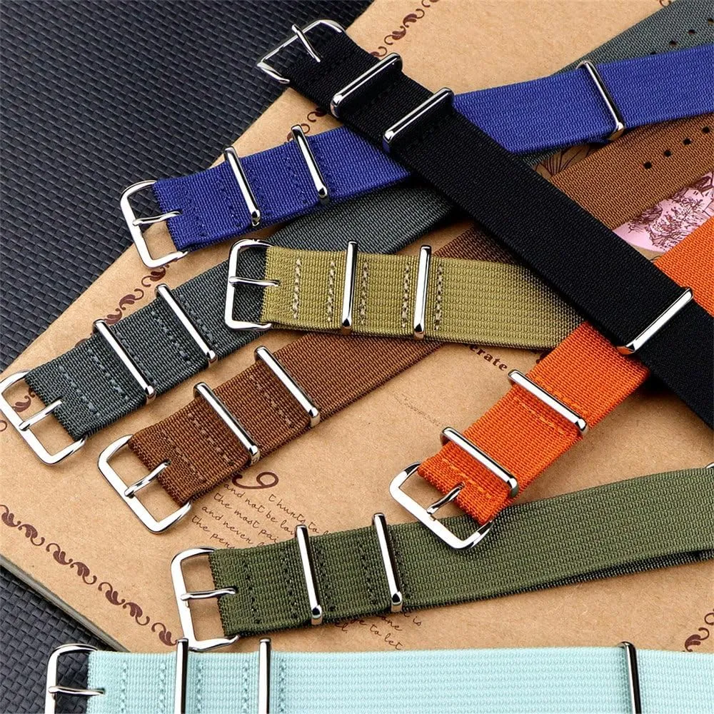 Nylon Watch Band Ribbed Strap 18mm 19mm 20mm 22mm For Military Fabric Replacement Watchband Accessories