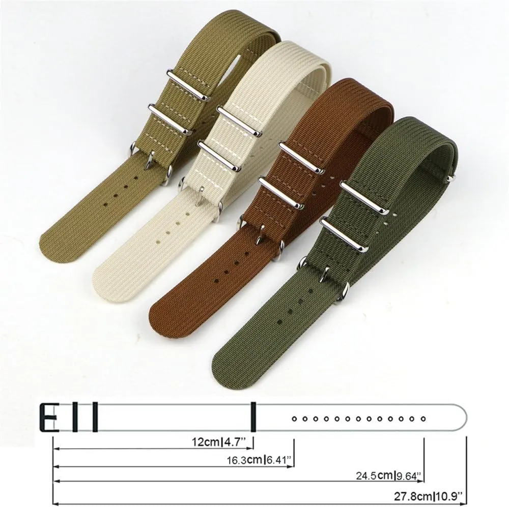Nylon Watch Band Ribbed Strap 18mm 19mm 20mm 22mm For Military Fabric Replacement Watchband Accessories
