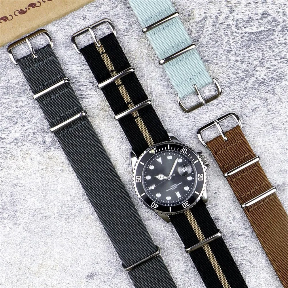 Nylon Watch Band Ribbed Strap 18mm 19mm 20mm 22mm For Military Fabric Replacement Watchband Accessories