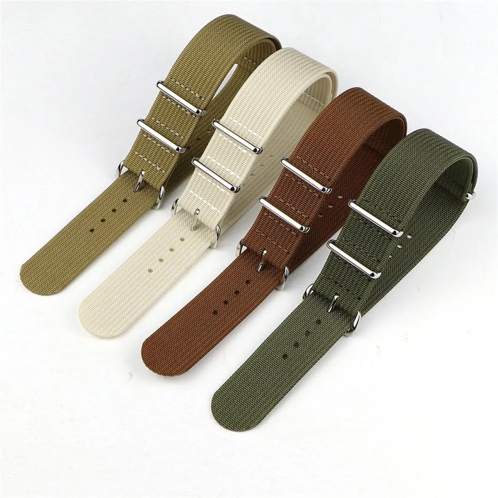 Nylon Watch Band Ribbed Strap 18mm 19mm 20mm 22mm For Military Fabric Replacement Watchband Accessories