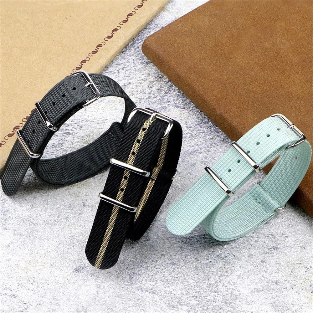 Nylon Watch Band Ribbed Strap 18mm 19mm 20mm 22mm For Military Fabric Replacement Watchband Accessories