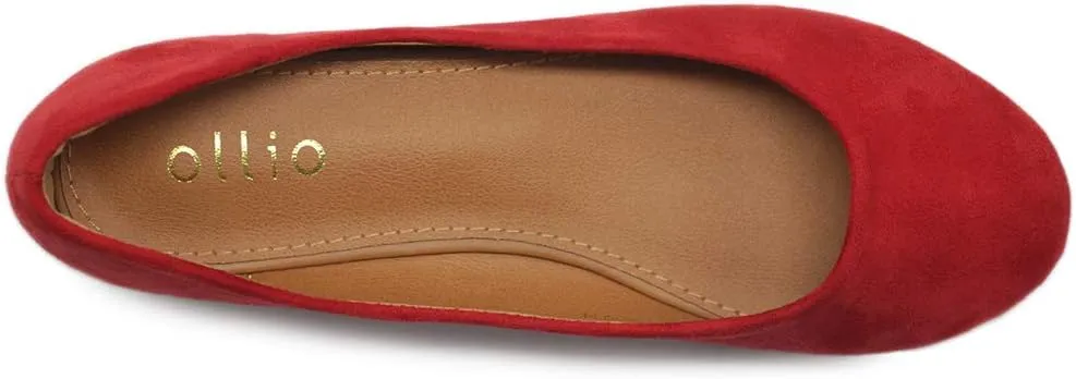 Ollio Womens Shoe Ballet Light Faux Suede Low Heels Flat