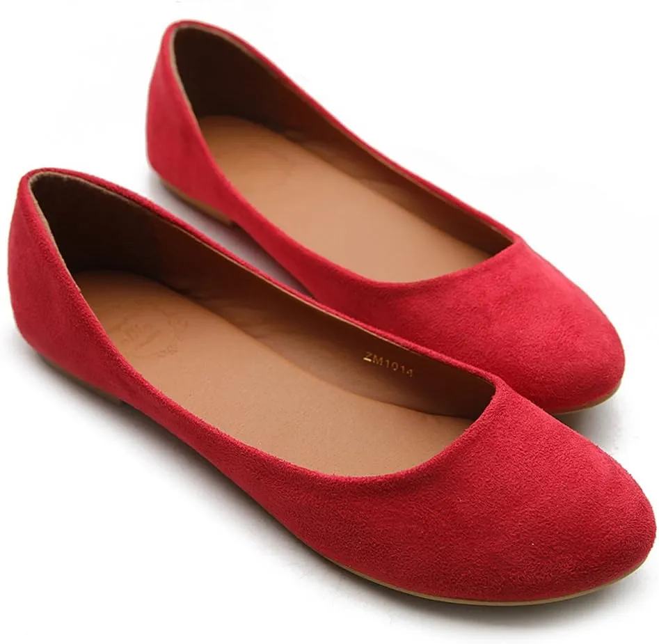 Ollio Womens Shoe Ballet Light Faux Suede Low Heels Flat