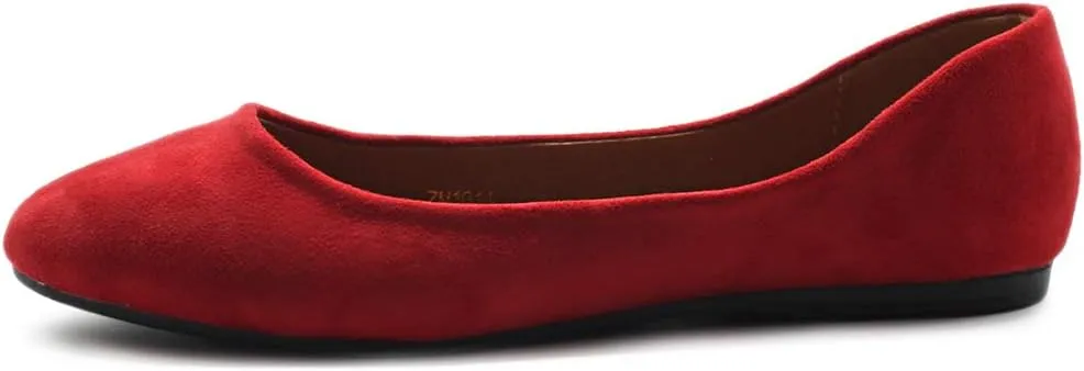 Ollio Womens Shoe Ballet Light Faux Suede Low Heels Flat