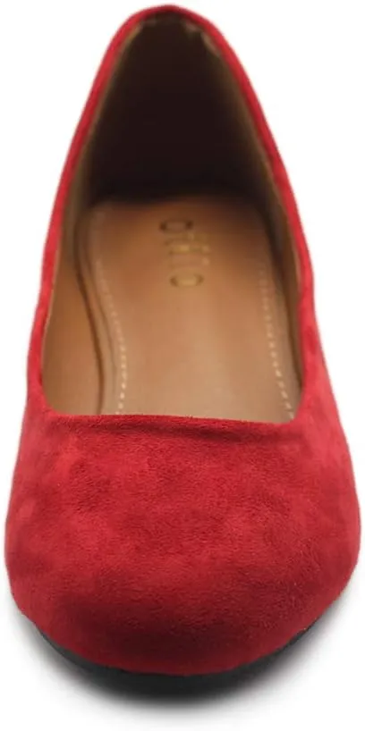 Ollio Womens Shoe Ballet Light Faux Suede Low Heels Flat