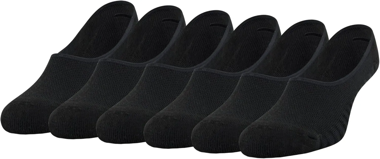 Peds Women's Zoned Cushion Mid Cut No Show Socks, 6-Pairs