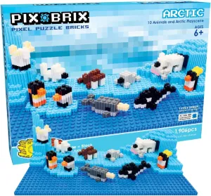 Pix Brix Pixel Art Puzzle Bricks - Animals and Artic Pixel Play Scene, 1,906 Pieces - Interlocking Building Bricks, Create North Circle Scene Without Water or Glue - Stem Toys, Ages 6 Plus