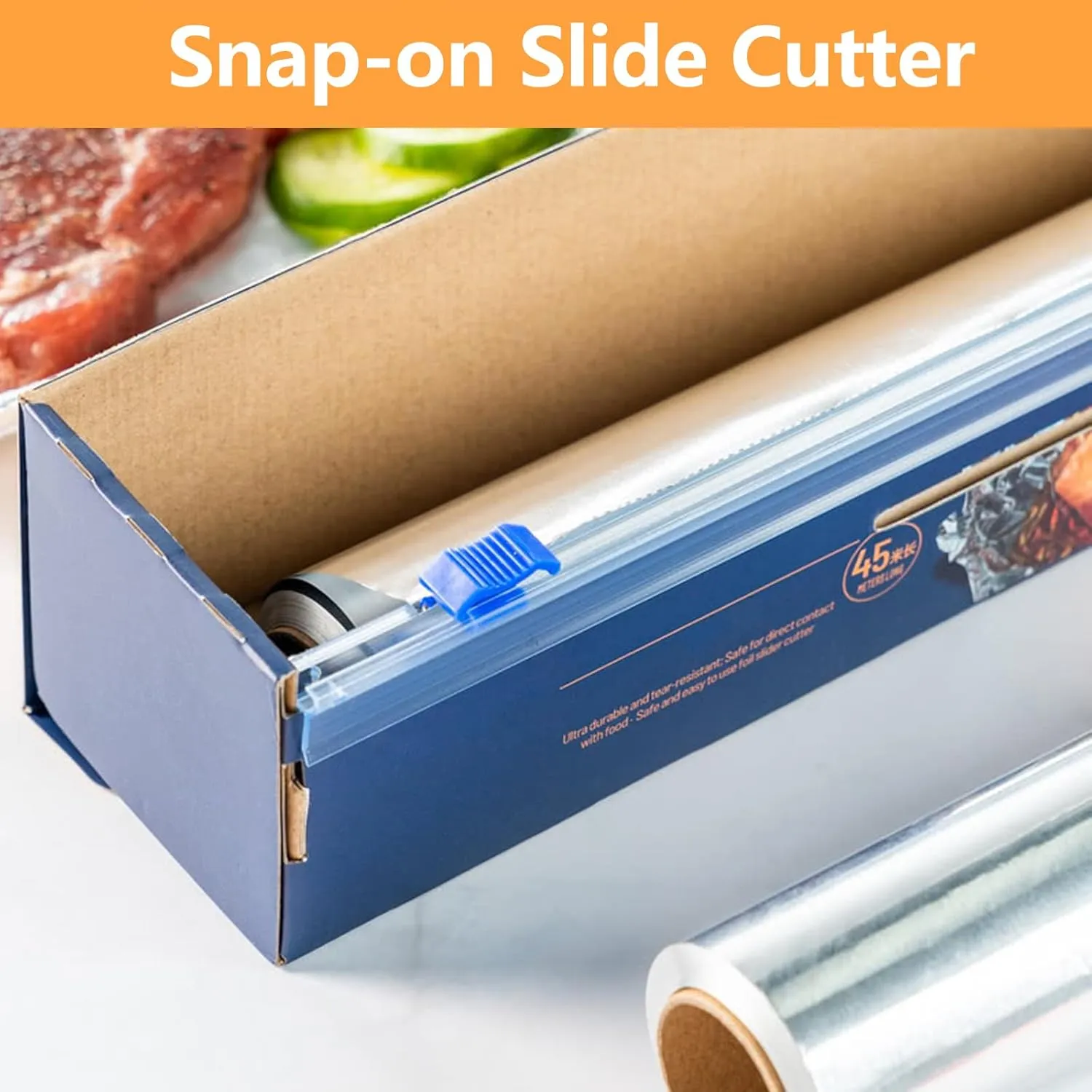 Plastic Wrap Cutter Slide Cutter - Reusable Snap-on Sliding Cutter Fit 18 inch Plastic Wrap Foil Wax Paper Parchment Paper Barbecue Paper Baking Paper Roll, Two Way Wrap Slide Cutter 4 pcs