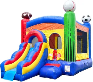 Pogo Bounce House Backyard Inflatable with Slide for Kids (Without Blower) - 18 x 12 x 14.5 Foot Sports - Built-in Bladder Water Misting System