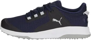 PUMA Men's Fusion Grip Extra Wide Golf Shoe, Navy Silver-Quiet Shade, 10.5