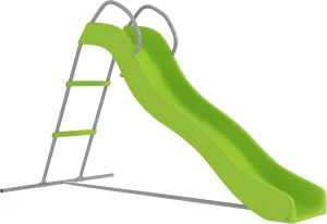 Qaba Outdoor Slide for Kids Ages 3-8, 5.7FT Freestanding Wave Slide, Climbing Step Ladder, Playground Equipment for Backyard, Garden, Gift for Boys and Girls, Green