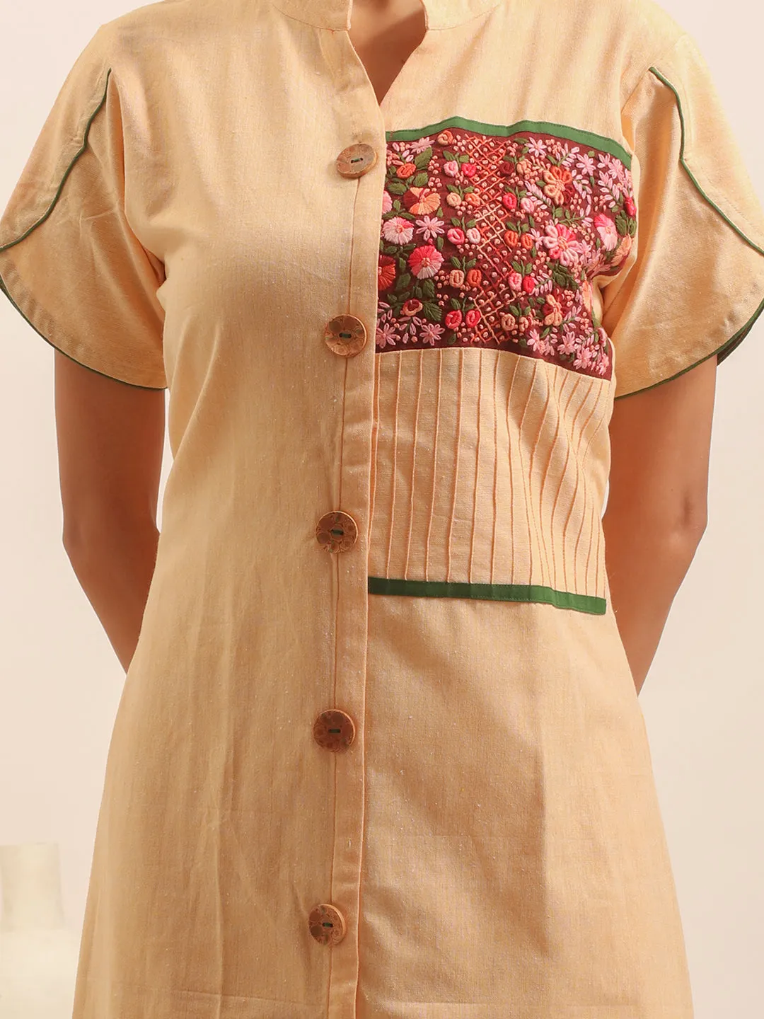 Sandal Embroidery Colour Value-packed Button-Down Hand Floral Dress Trusted by customers with
