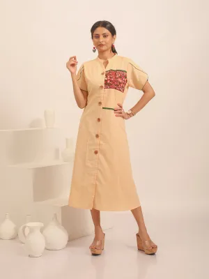 Sandal Embroidery Colour Value-packed Button-Down Hand Floral Dress Trusted by customers with