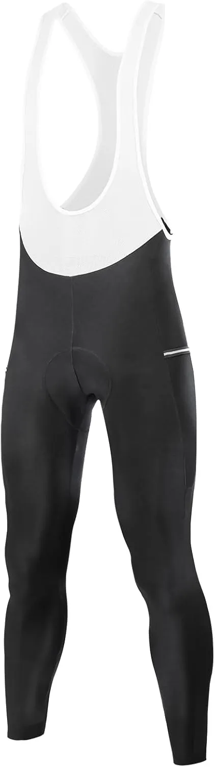 Santic Men's Winter Fleece Pro Cycling Bib Pants 4D Padded Thermal Cold Weather Bike Riding Pants with Pockets